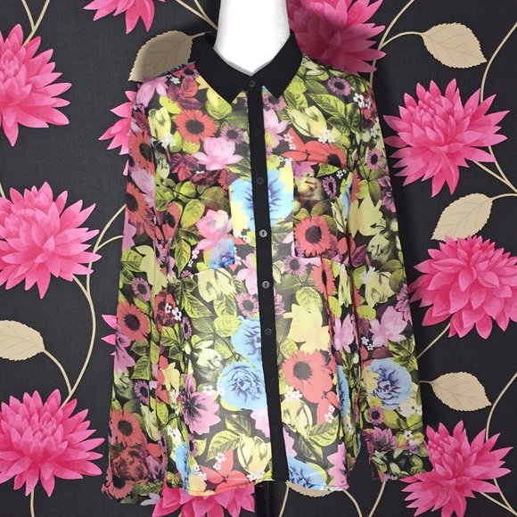 🍒5/$20🍒H&M Colorful Sheer Blouse - Picture 3 of 6